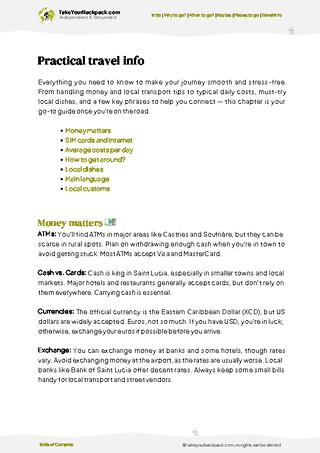 example page 7 from our offline Travel Guide for Saint Lucia